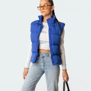 Lands' End Goosedown Puffer Vest, Blue, Small, EUC